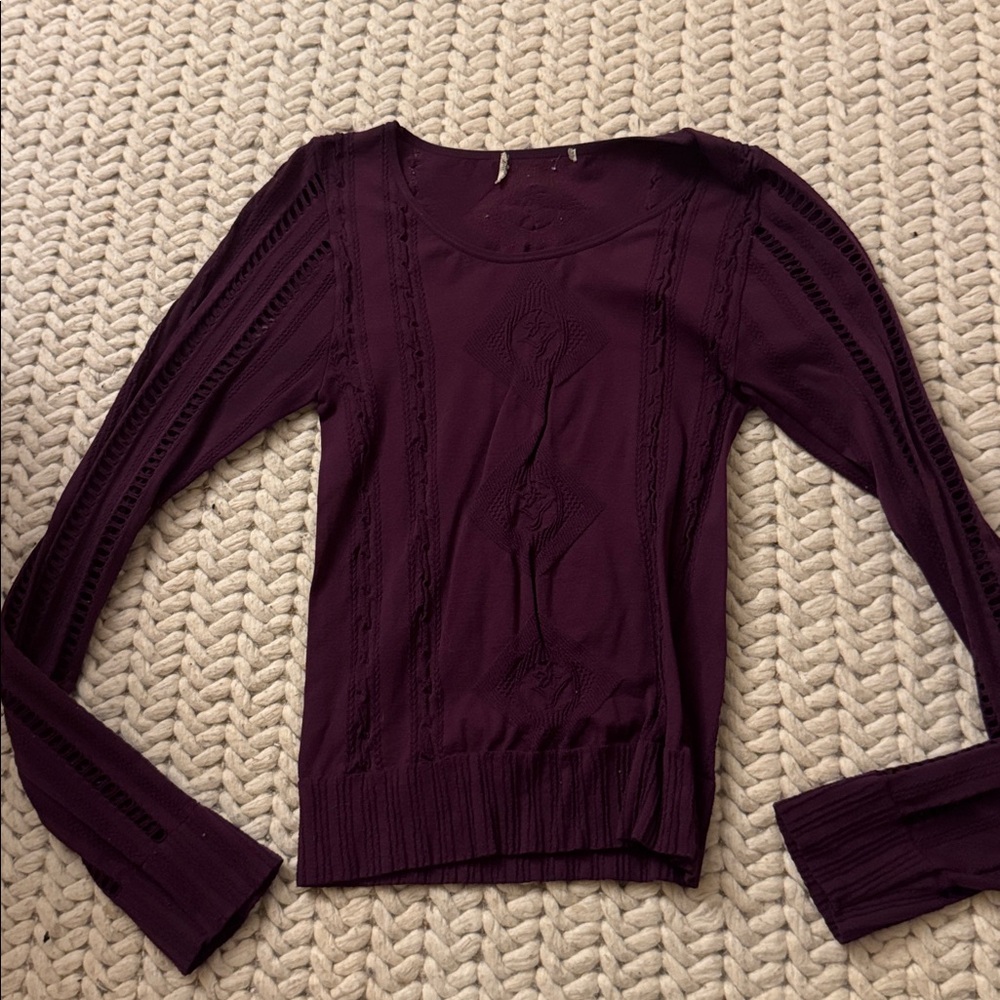 Free people Purple Long sleeve crop active wear